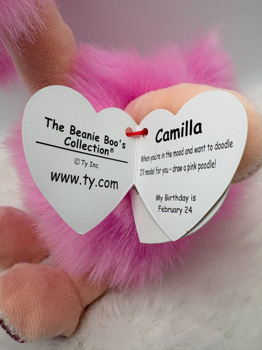 Camilla TY Beanie Boos Poodle Dog Pink Peach Glitter 2021 (SKU: 692TO) - Picture 6 of 9
